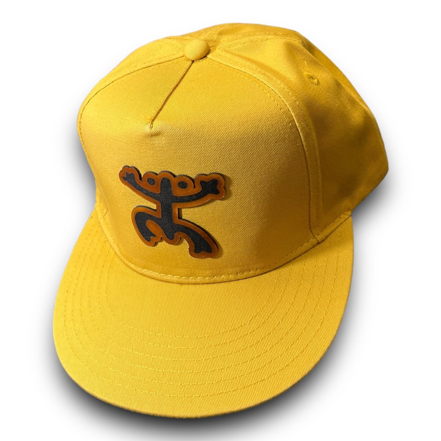 Mustard Cap with Unique Taino Coqui Leather Patch Puerto Rico