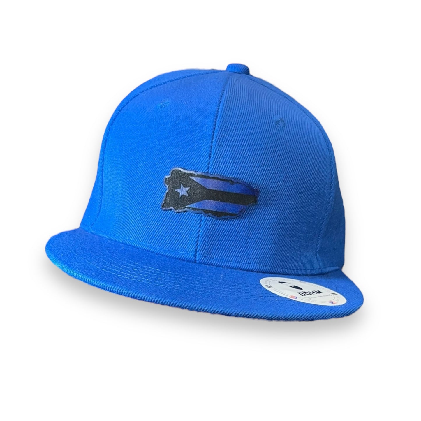 Blue Cap with Matching Puerto Rico Island Shape  and Flag Leather Patch