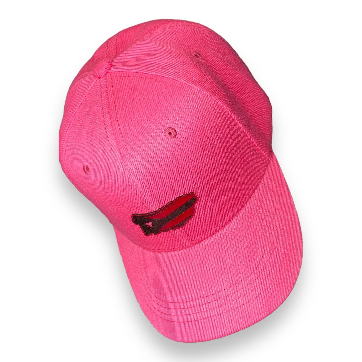 Pink Cap with Matching Puerto Rico Island Shape Leather Patch