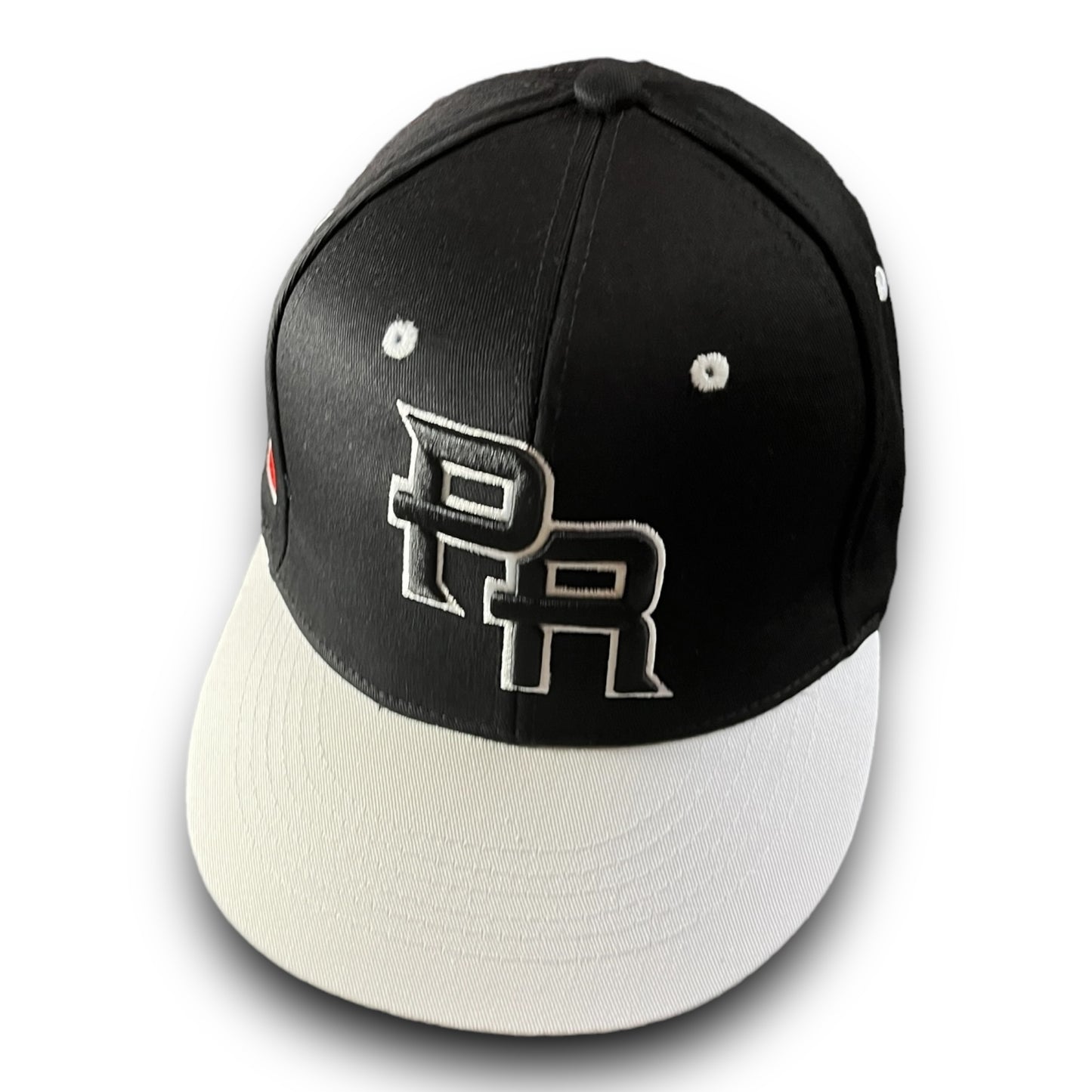 Black Cap with White Visor, Crispy Black PR Logo, and Puerto Rican Flag