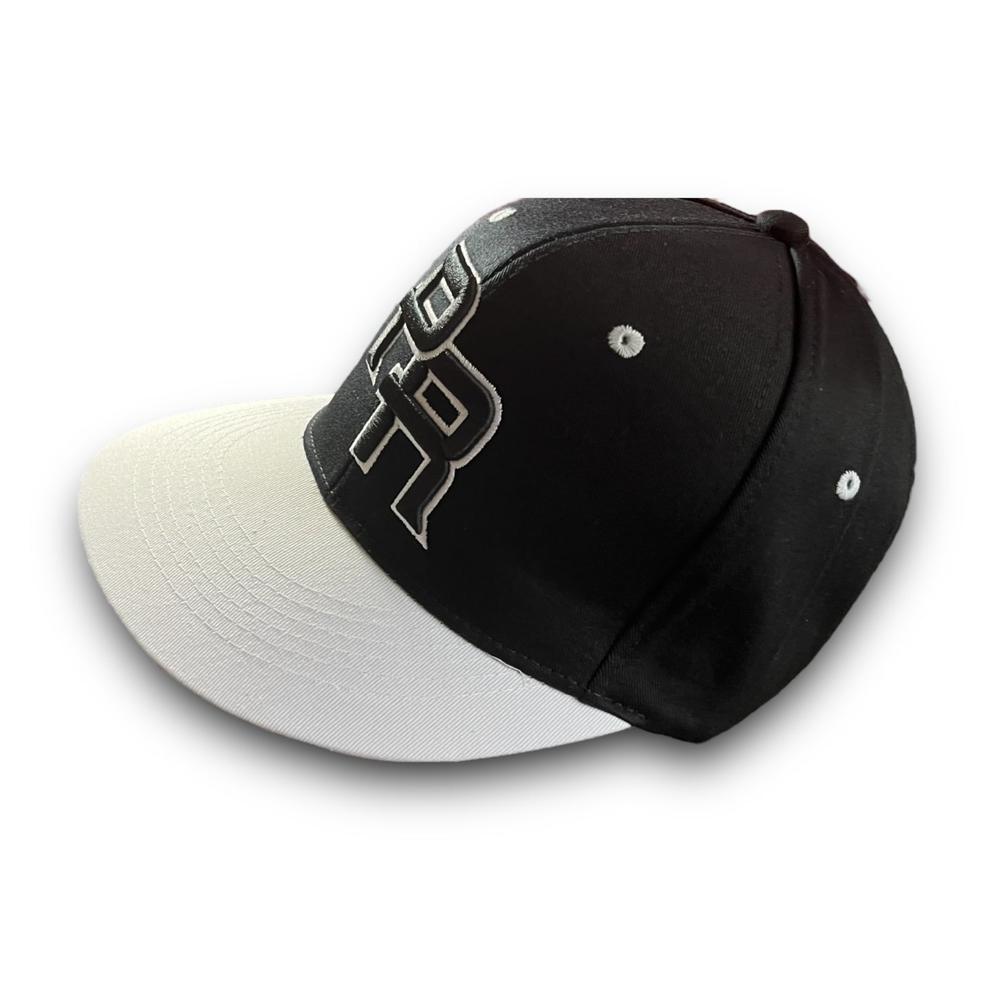 Black Cap with White Visor, Crispy Black PR Logo, and Puerto Rican Flag