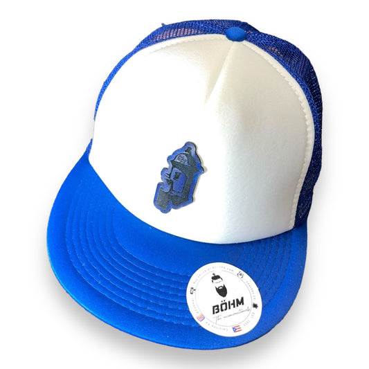 Blue and White Trucker Cap with El Morro Patch Puerto Rico San Felipe