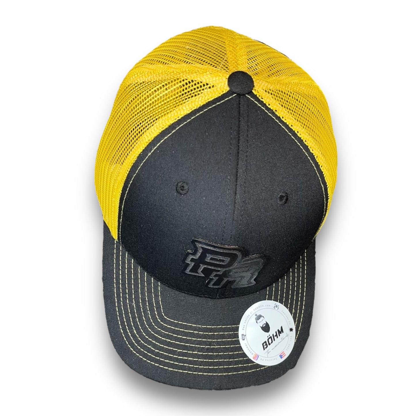 Black and Yellow Trucker Cap with Black PR Logo Puerto Rico