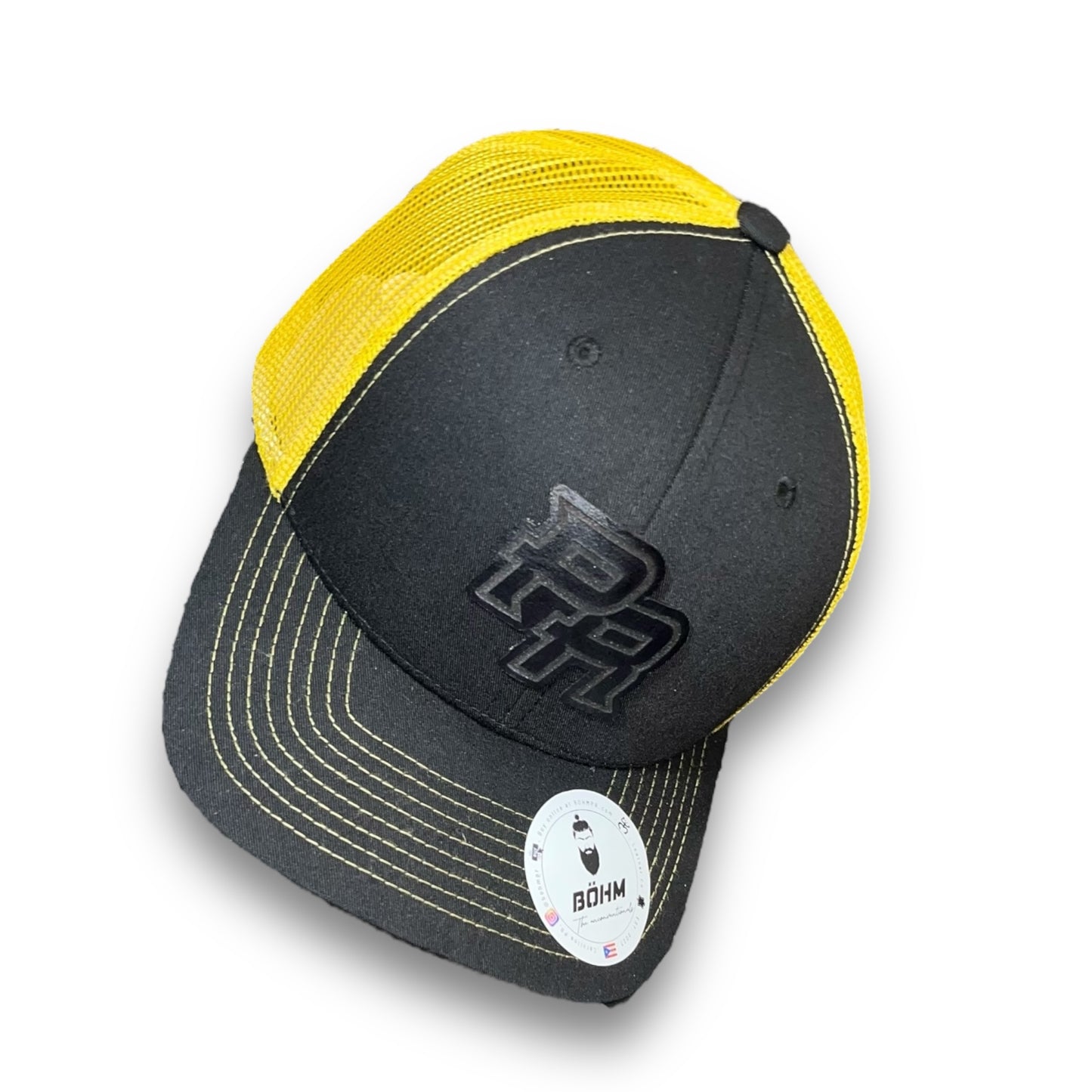 Black and Yellow Trucker Cap with Black PR Logo Puerto Rico