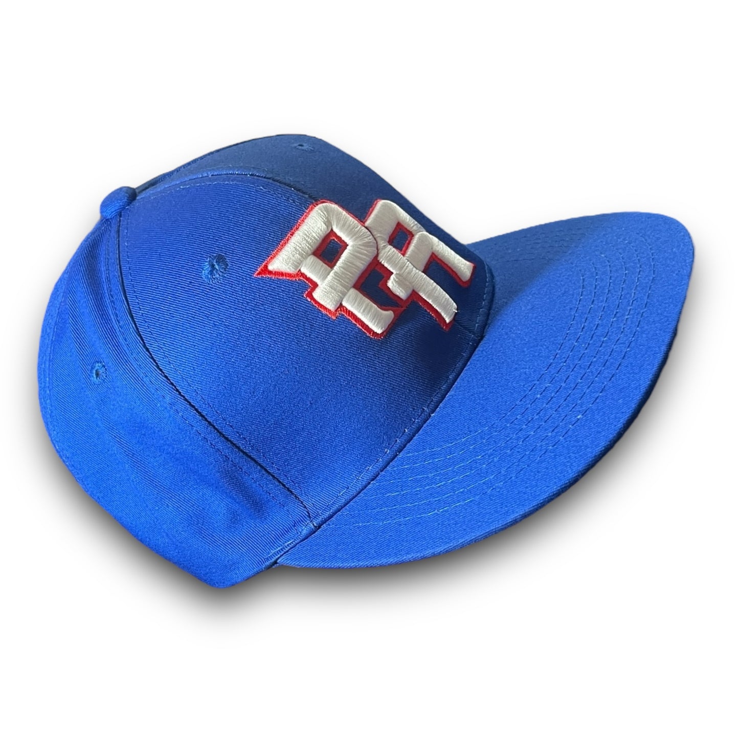 Blue Baseball Cap with Crispy White and Red PR Logo and Puerto Rico on the side Flag on Back