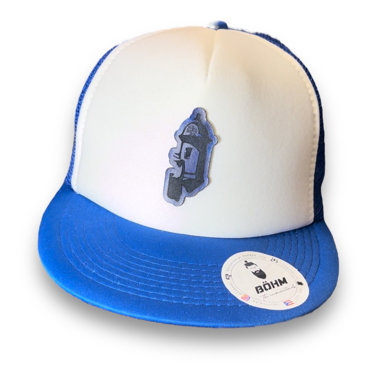 Blue and White Trucker Cap with El Morro Patch Puerto Rico San Felipe