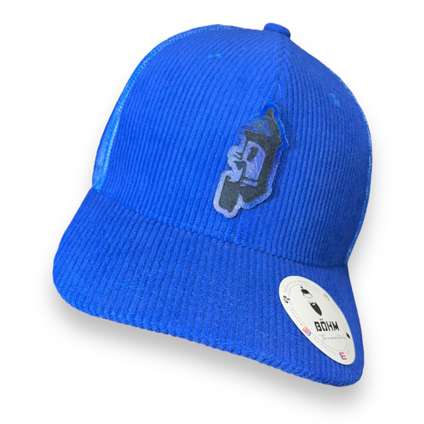 Blue Corduroy and Mesh Cap with Iconic Morro Corner Patch Puerto Rico San Felipe Morro