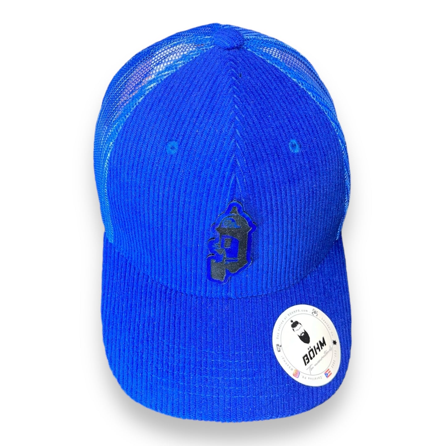 Blue Corduroy and Mesh Cap with Iconic Morro Corner Patch Puerto Rico San Felipe Morro