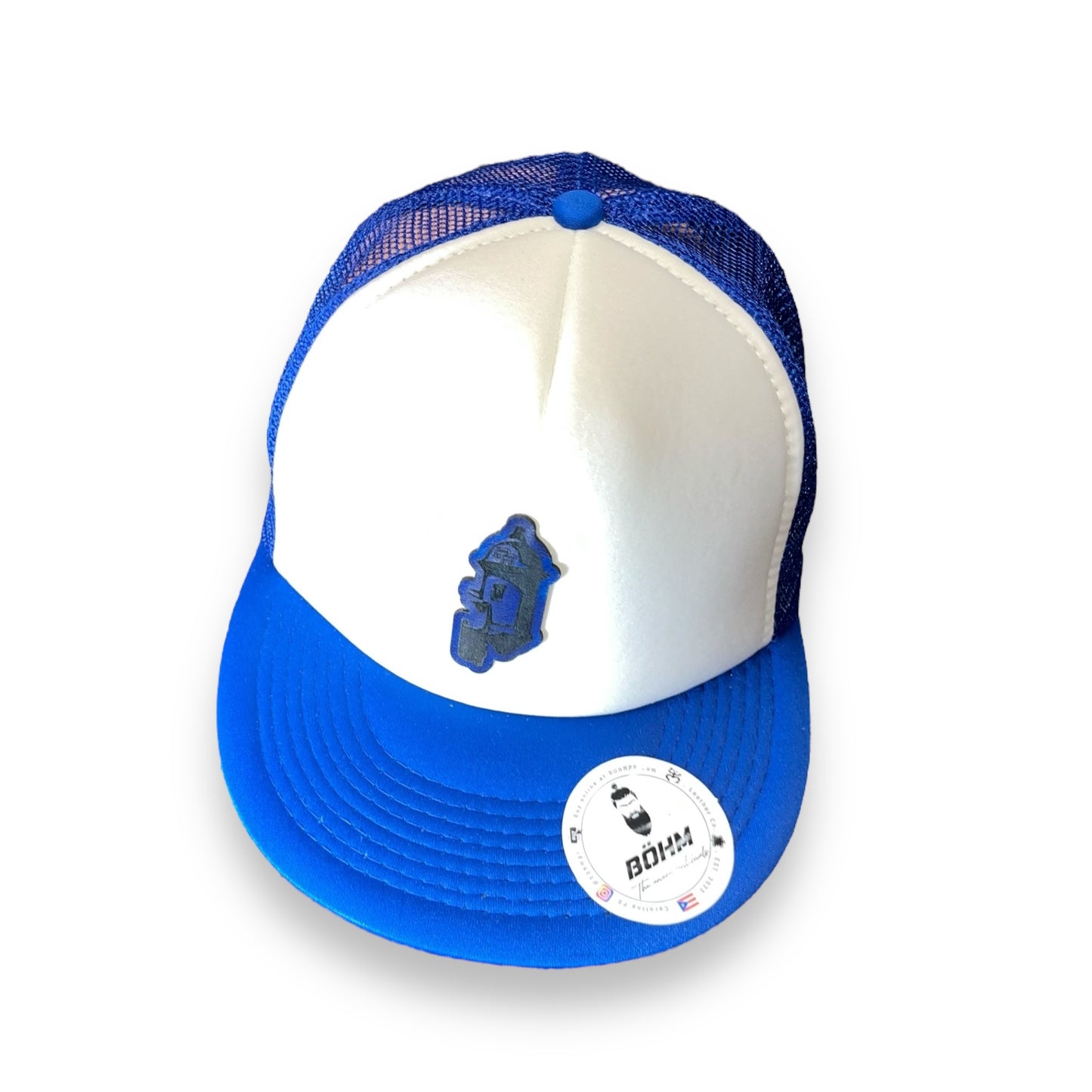 Blue and White Trucker Cap with El Morro Patch Puerto Rico San Felipe