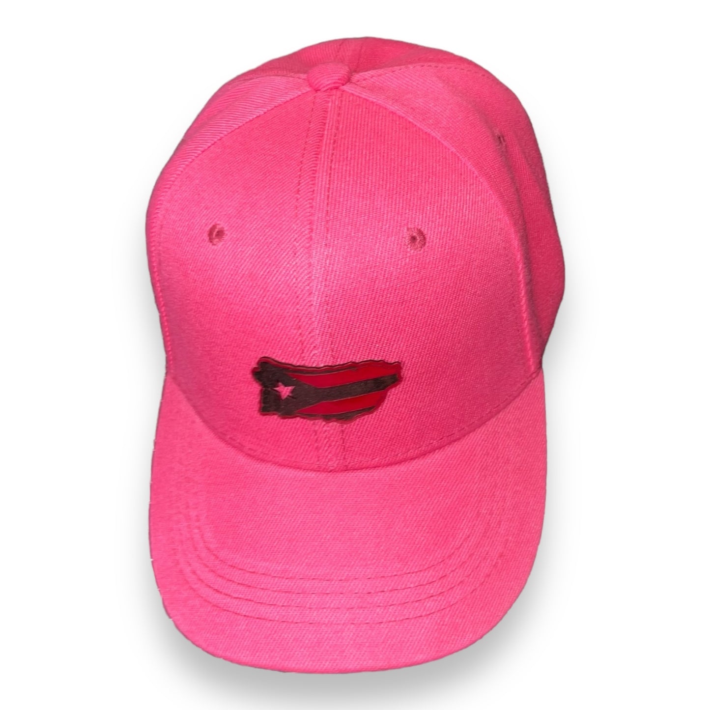 Pink Cap with Matching Puerto Rico Island Shape Leather Patch