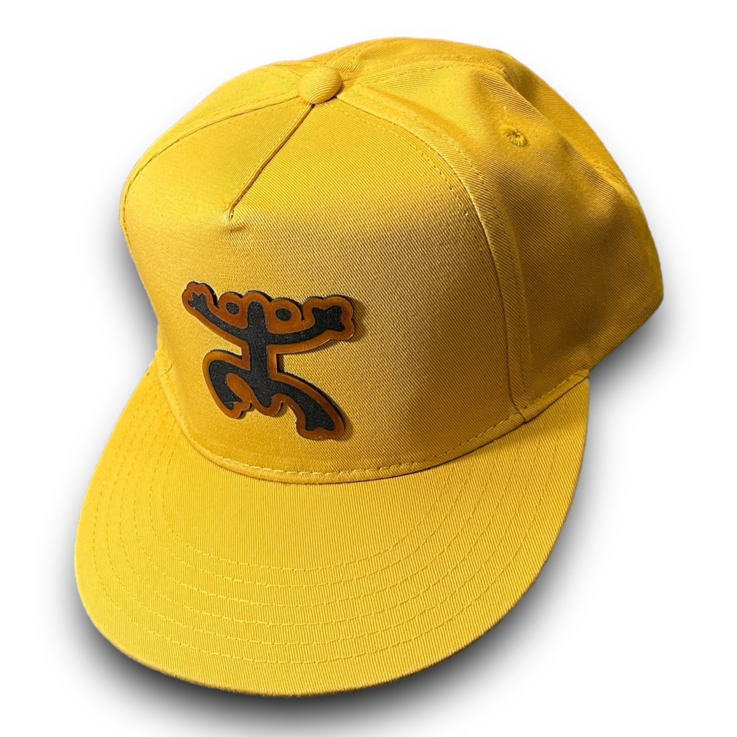 Mustard Cap with Unique Taino Coqui Leather Patch Puerto Rico