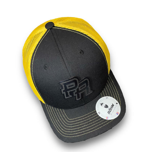 Black and Yellow Trucker Cap with Black PR Logo Puerto Rico