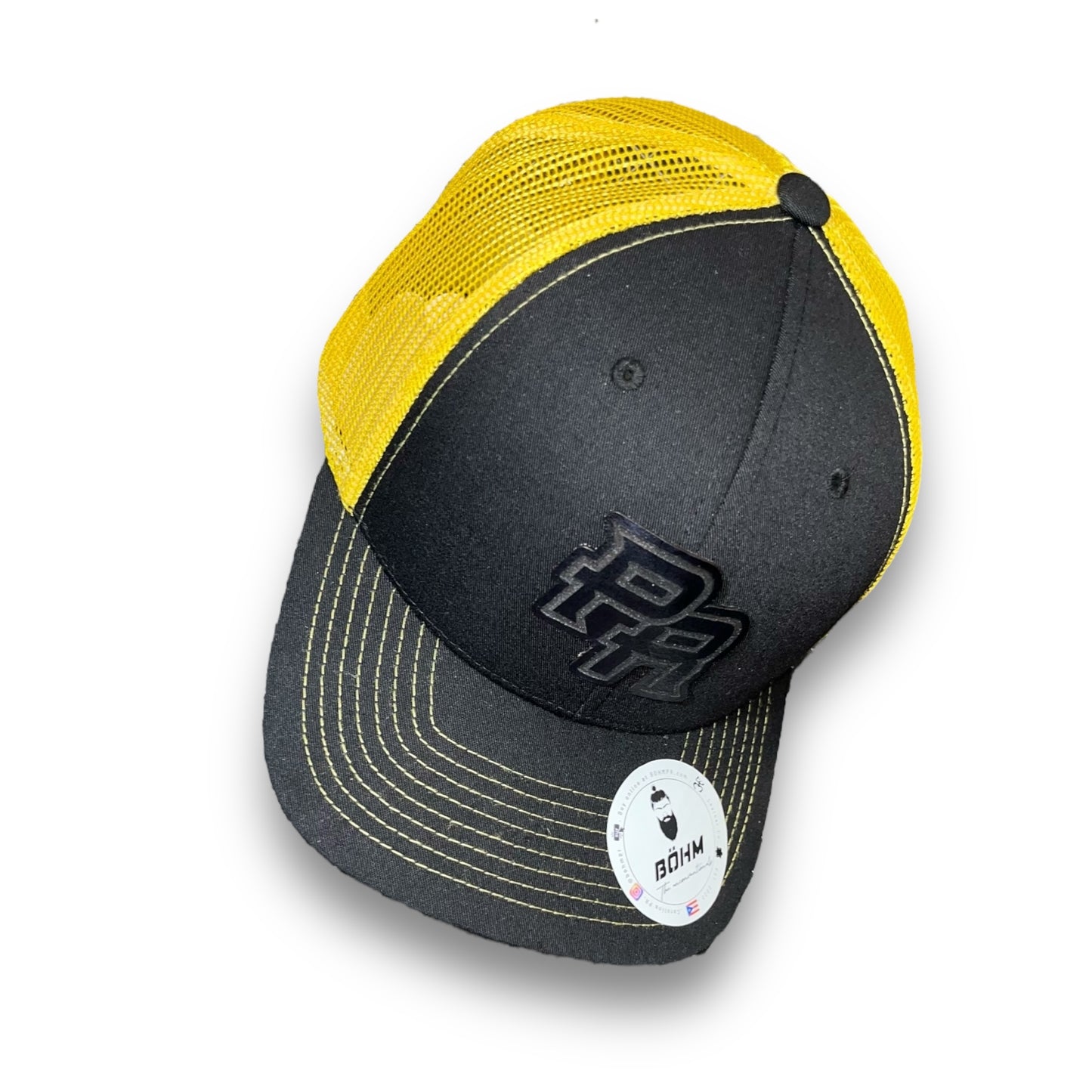 Black and Yellow Trucker Cap with Black PR Logo Puerto Rico