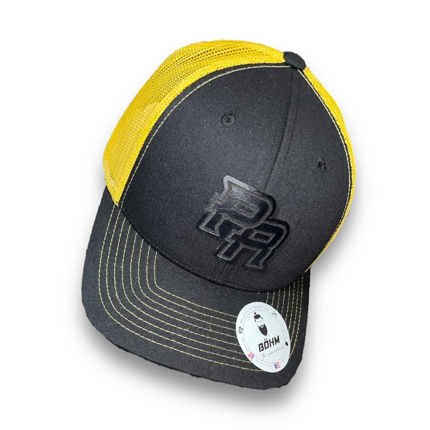 Black and Yellow Trucker Cap with Black PR Logo Puerto Rico