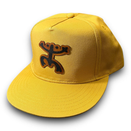 Mustard Cap with Unique Taino Coqui Leather Patch Puerto Rico