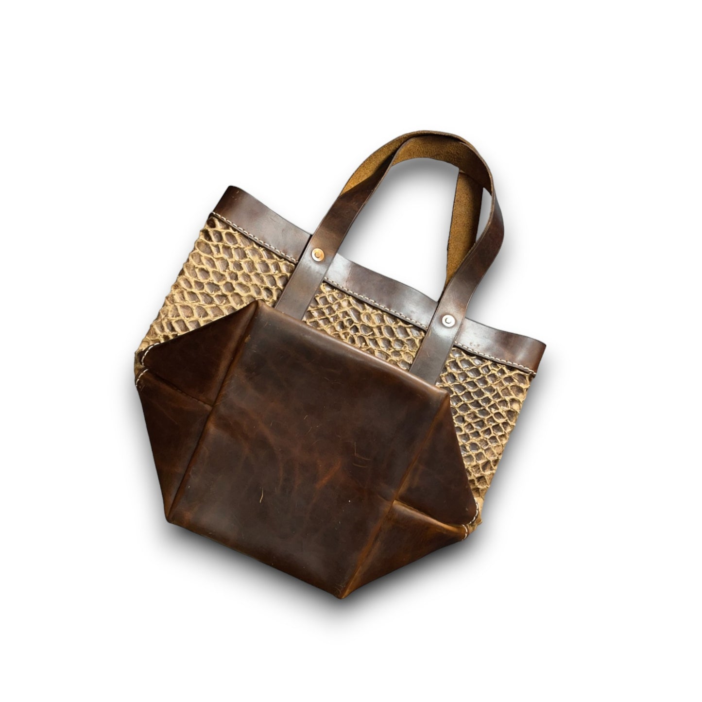 Nautical Brown Bliss: Handmade Leather Tote Bag - A Blend of Style and Functionality