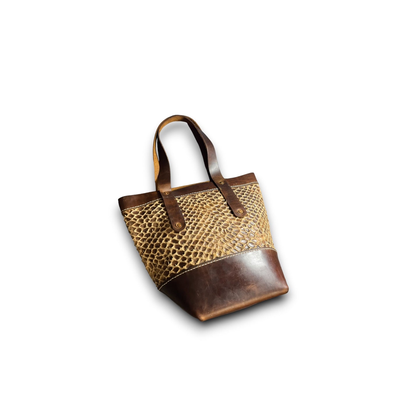 Nautical Brown Bliss: Handmade Leather Tote Bag - A Blend of Style and Functionality