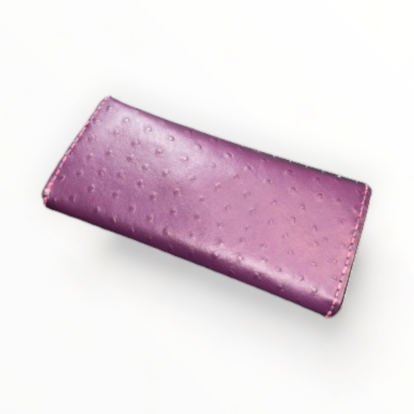 Chic BÖHM Lady's Trucker Wallet - Ostrich-Embossed Leather in Pink & Purple