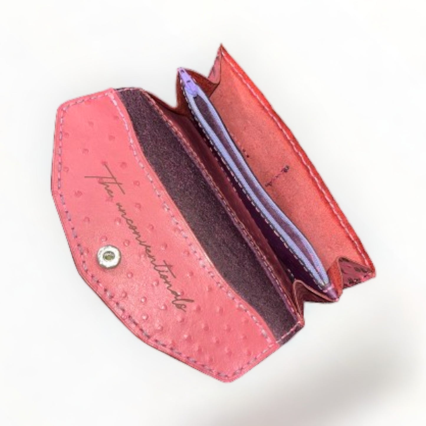 Chic BÖHM Lady's Trucker Wallet - Ostrich-Embossed Leather in Pink & Purple