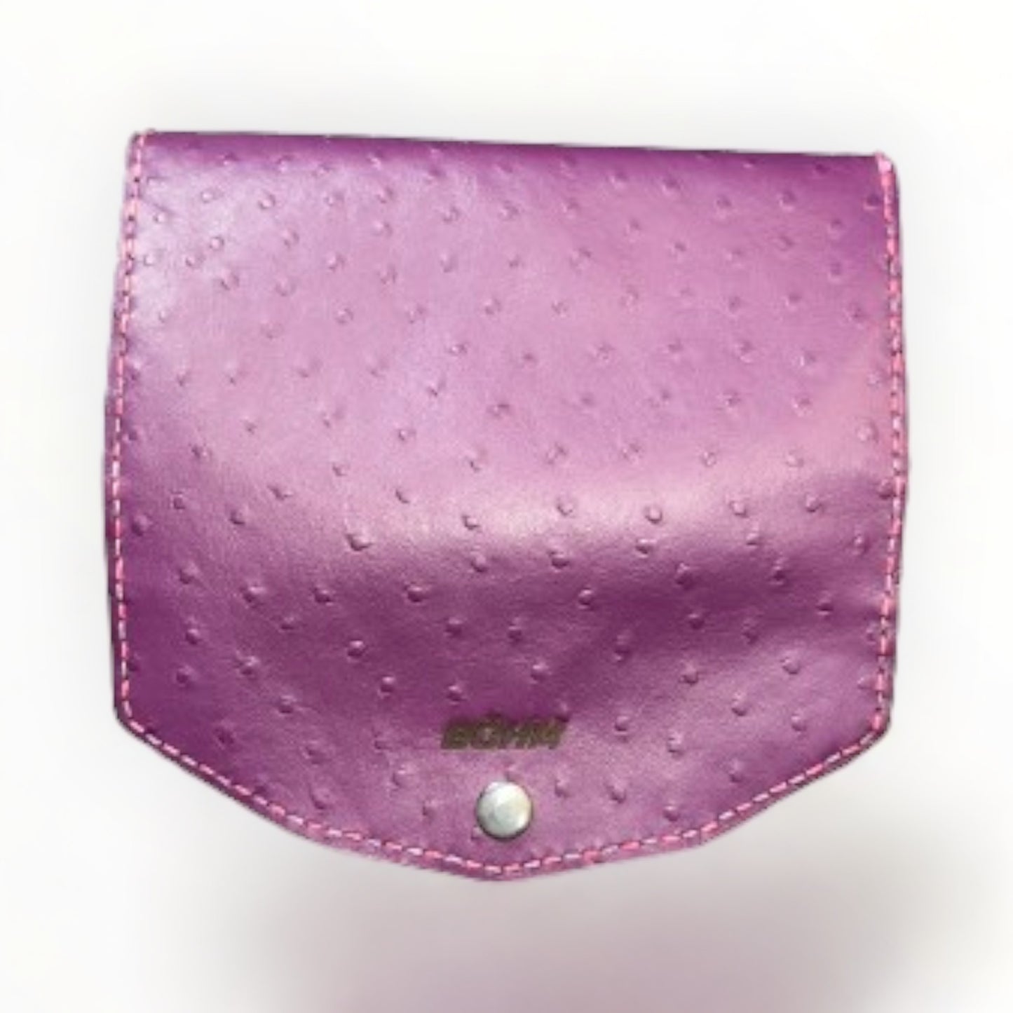 Chic BÖHM Lady's Trucker Wallet - Ostrich-Embossed Leather in Pink & Purple