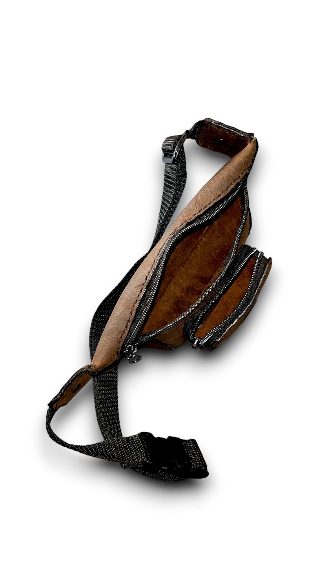 Artisan Elegance: Fully Handmade Leather Fanny Pack - Rustic Luxury with Main and Frontal Zippered Pockets, Adjustable Strap - Ideal for Casual Workouts, Travel, and Outdoor Adventures