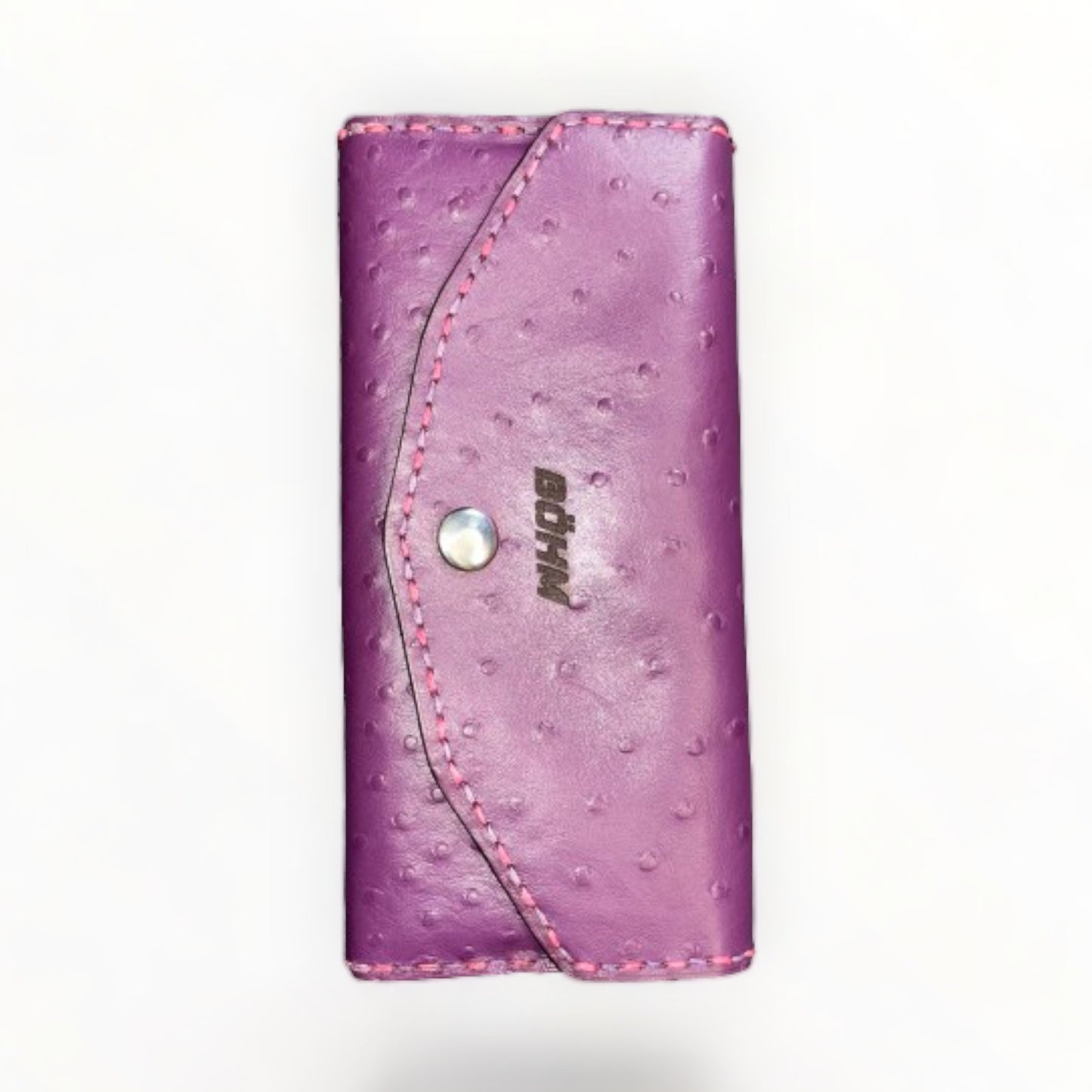 Chic BÖHM Lady's Trucker Wallet - Ostrich-Embossed Leather in Pink & Purple